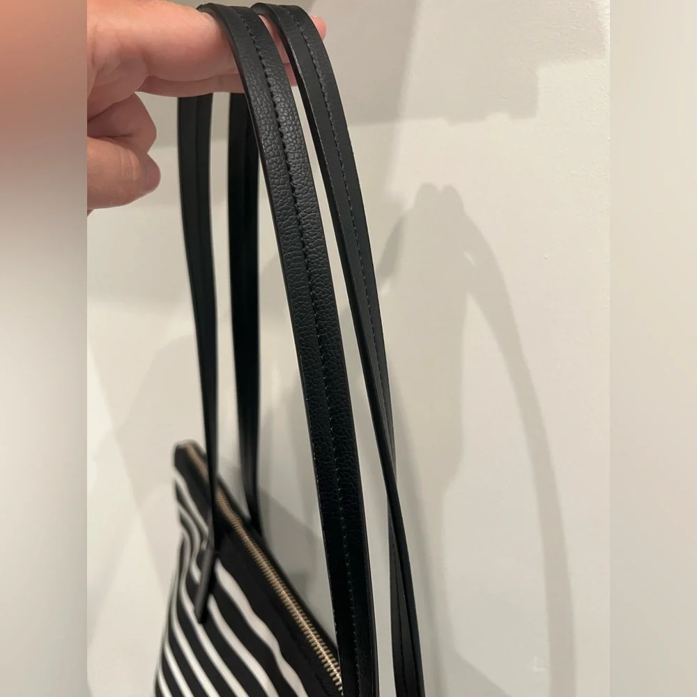 Kate Spade “Hayden” Sailing Stripe Top Zip Tote (Black/White) - Picture 5 of 8